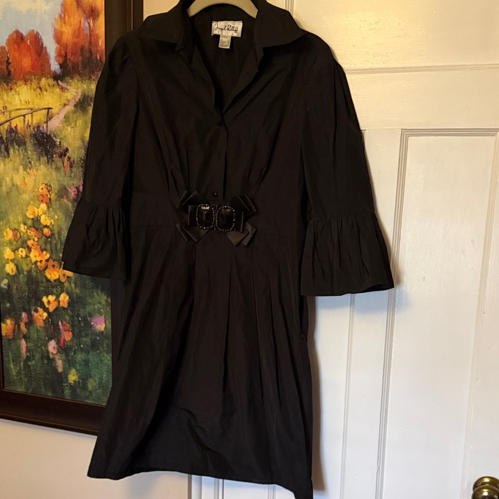 Joseph Ribkoff Black Long Sleeve Dress with Buckle Detail